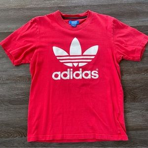 Adidas Red Crewneck T-Shirt White Adidas Logo